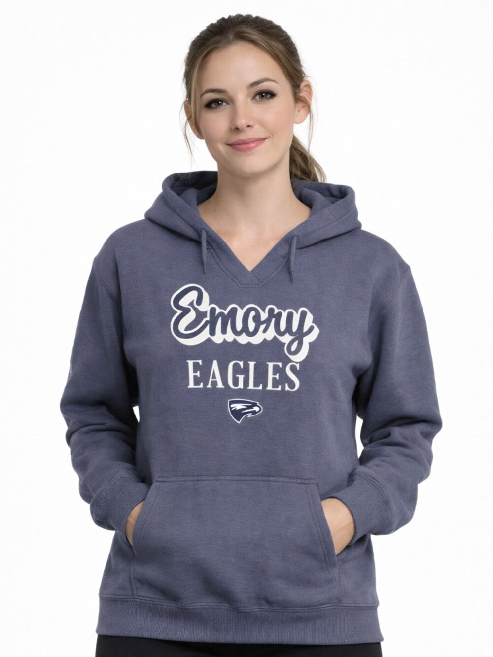 Vintage Emory Eagles Hoodie Red Shirt Unisex Small Blue Pullover Drawstring